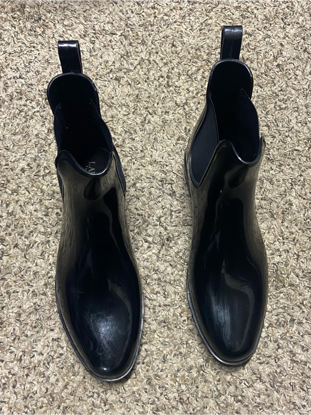 Lauren Ralph Lauren Glossy Black Chelsea Rain Booties
